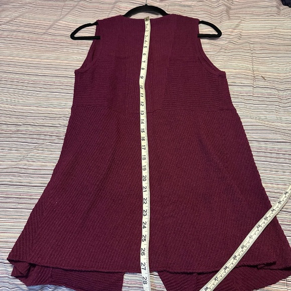 Eileen Fisher Burgundy Red 100% Wool Open-Front Tunic Vest Sweater Cardigan XS - Picture 10 of 10